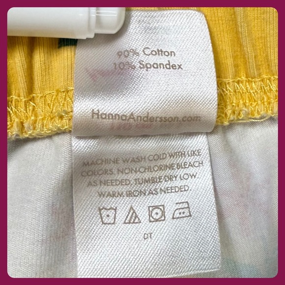 Hanna Andersson Girls Floral Print Crop‎ Pants Yellow Elastic Waist Size 5 - Picture 4 of 5